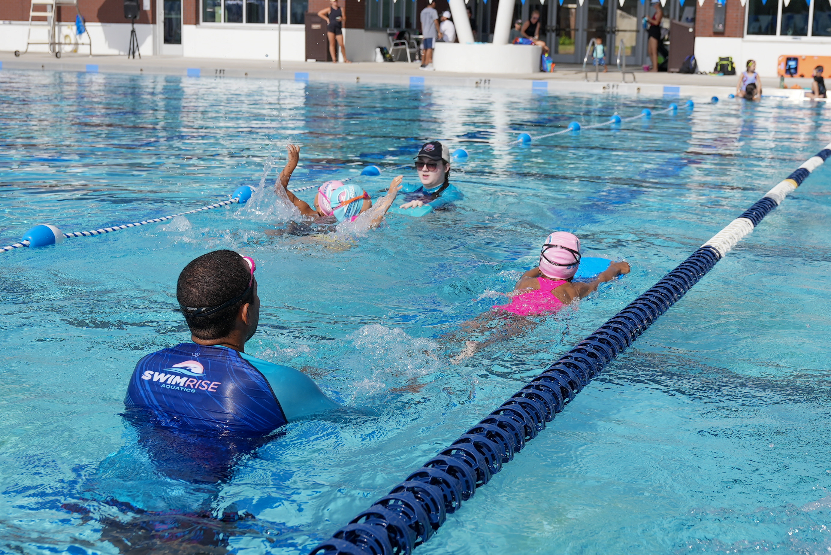 Historical photo of early swimming lessons